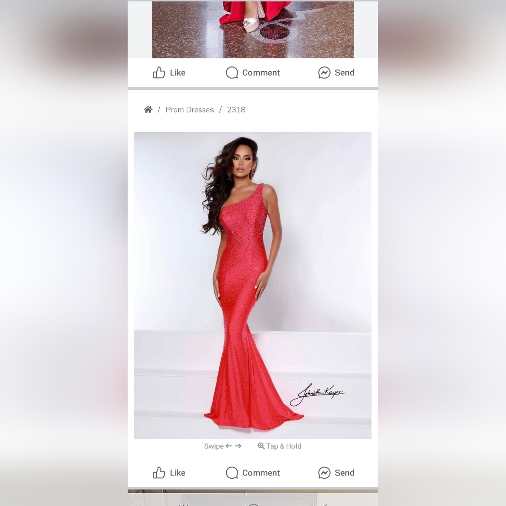 Elegant Watermelon One-Shoulder Evening Gown